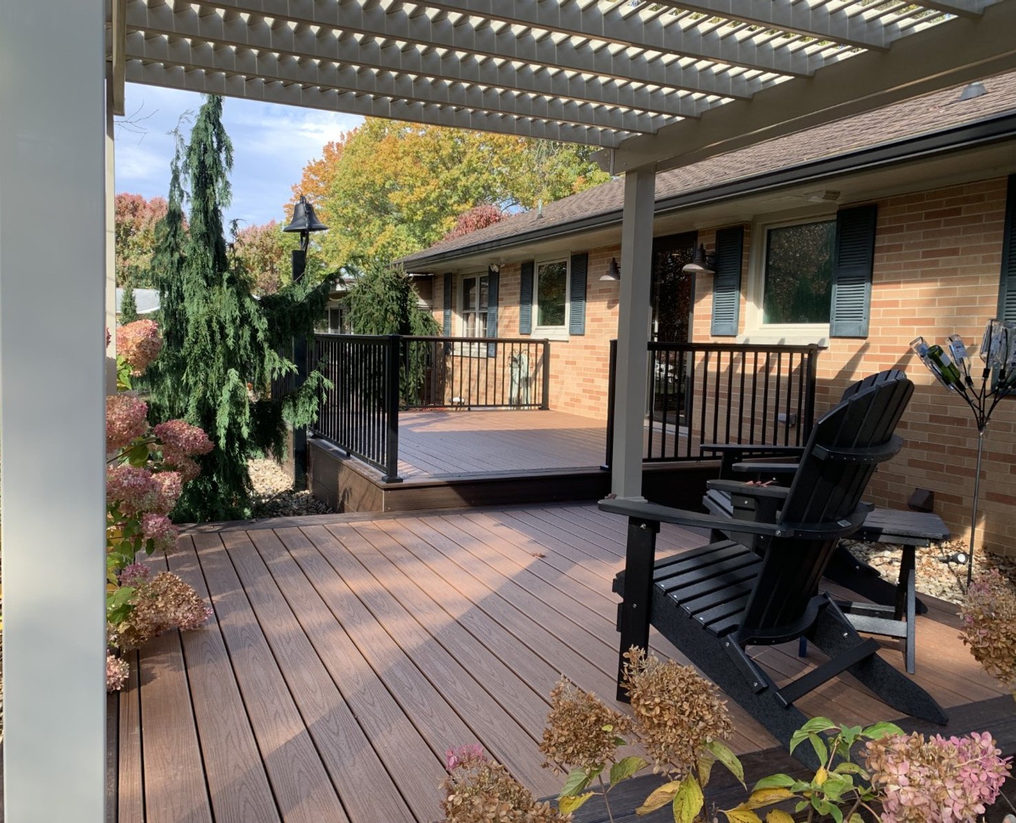 backyard composite deck with pergola in northeast ohio